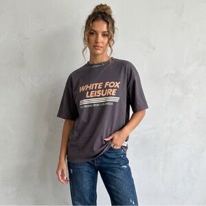 White Fox Original Leisure Club Tee Gray Oversized T-Shirt S/M